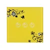 2019 Hot Sale New Design 3 MM Yellow Flat Decorative Touch Switch Glass Panel with 3 Hand Pattern Gang