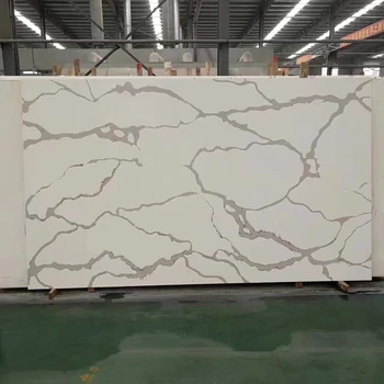 Chemical Resistant Calacatta Slab Quartz Kitchen Countertops