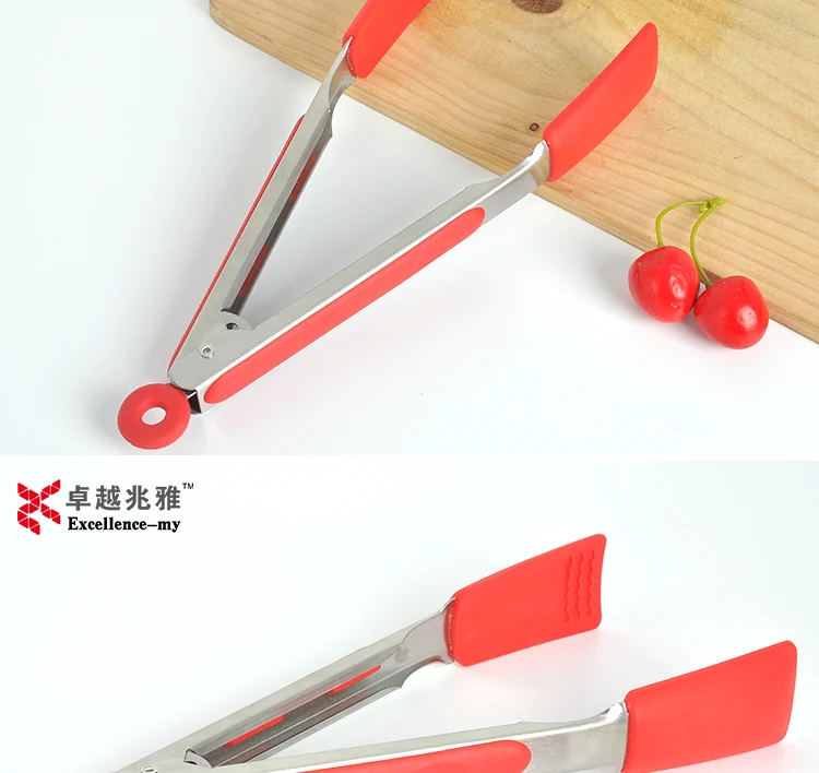14" 1214 Industrial Kitchen Cooking Utensils Silicone Stainless Steel Utility Food Grill Serving