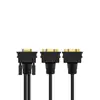 Gold plated 20cm 1 in 2 out 15pin HD VGA Y splitter cable for monitor