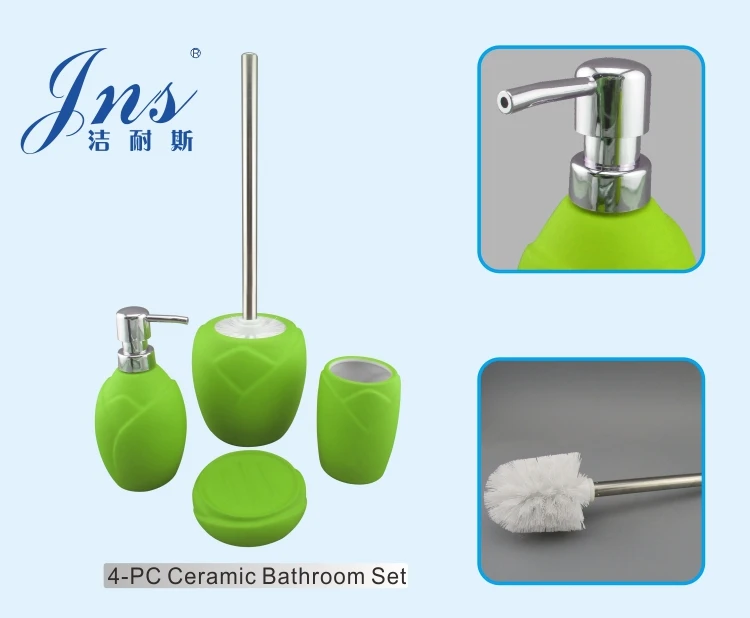 Rubber Coated Bathroom Set Lime Green Bathroom Accessories - Buy Lime