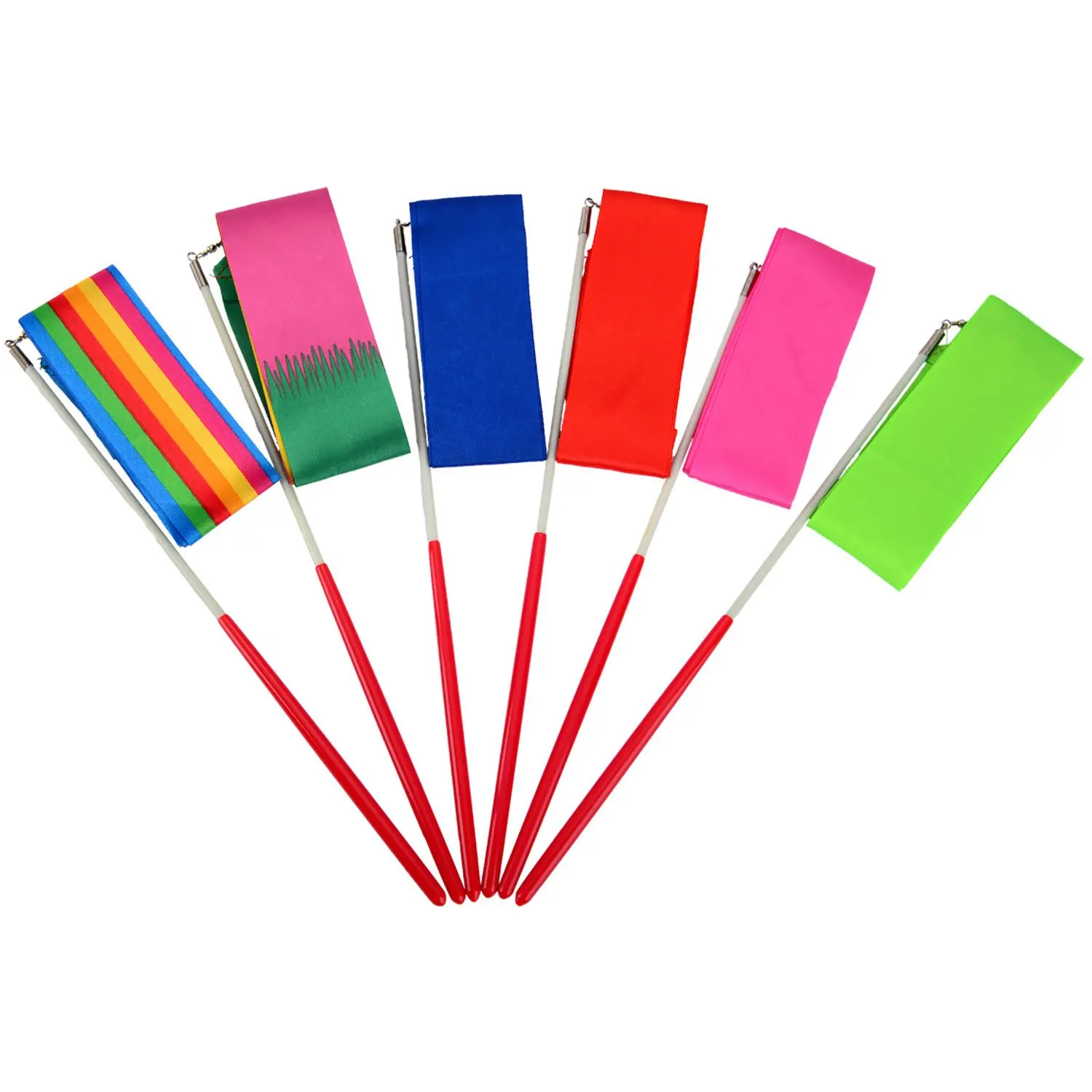 Grosun 8Pcs Rhythmic Gymnastic Ribbons Dance Ribbon Dance Streamers with Baton Twirling