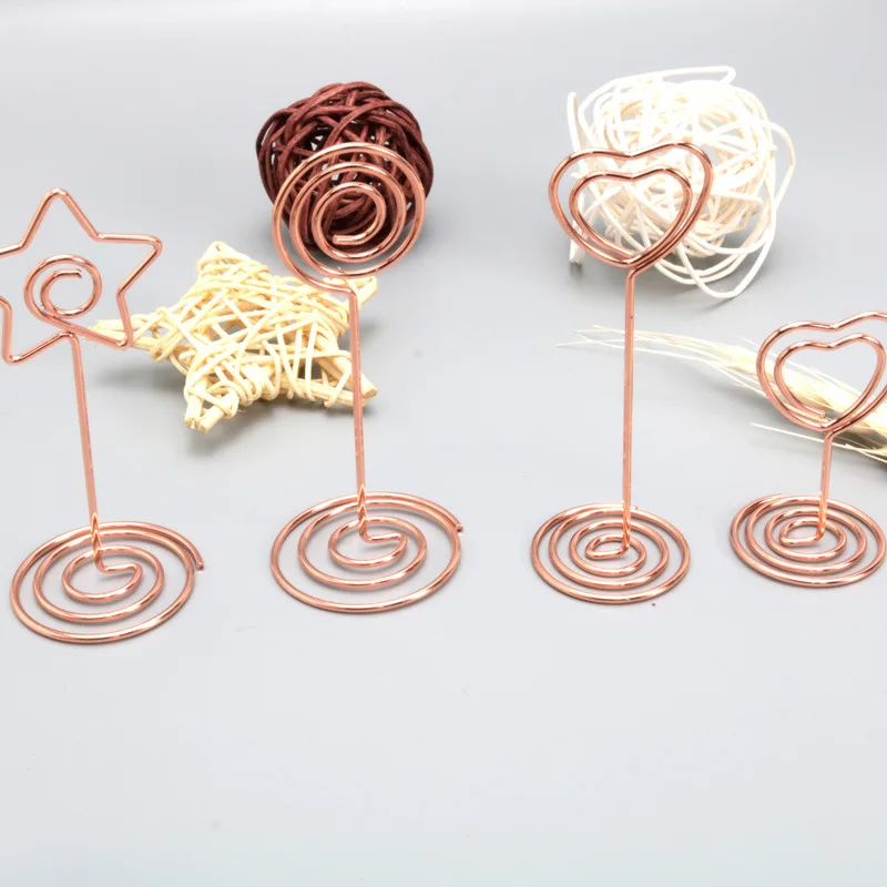 Heart Shaped Wire Holder Memo Photo Clip Holder With Spiral Wire Base
