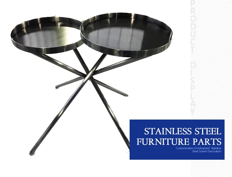 satin stainless steel metal round coffee table base legs custom modern furniture round decorative metal glass table legs