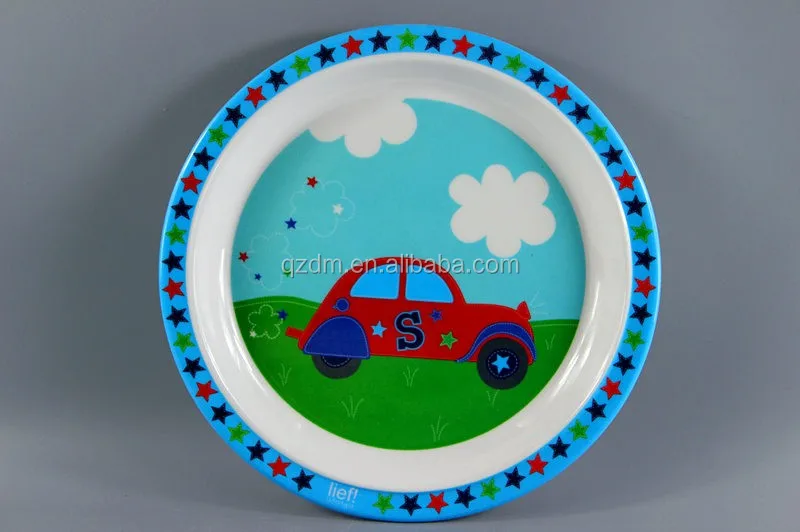 Cartoon Car Print Melamine Dinner Plate For Boy
