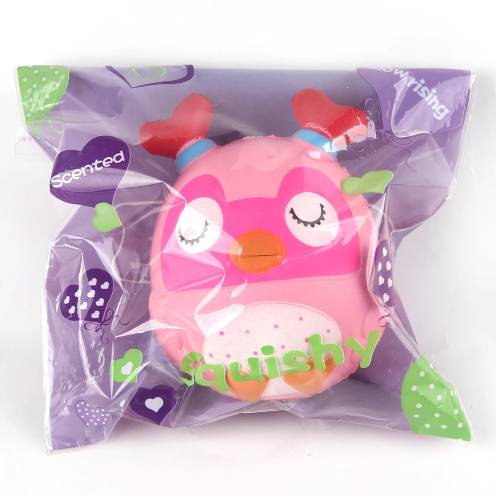 highly sales animal toy simulation PU Squishy cute pink Owl egg wholesale squishy for press releasing