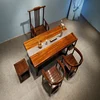 Natural walnut straight shape tree trunk coffee table