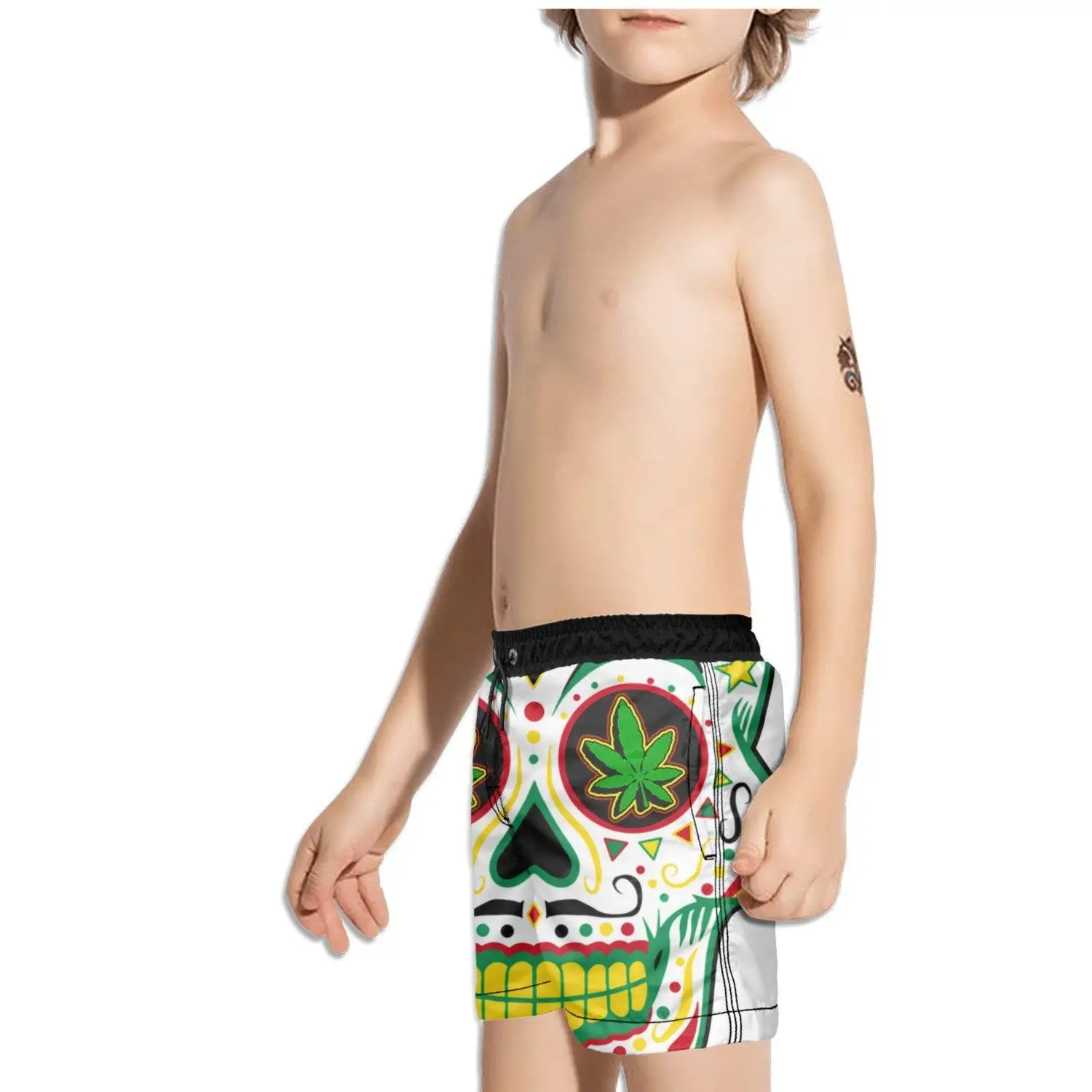 Ouxioaz Boys Swim Trunk Green Weed Beach Board Shorts