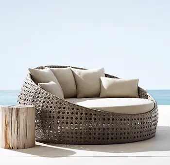 Top Barcelona Outdoor Double Chaise Garden Wicker Lounge Pool Double Chaise Garden Wicker Lounge Pool