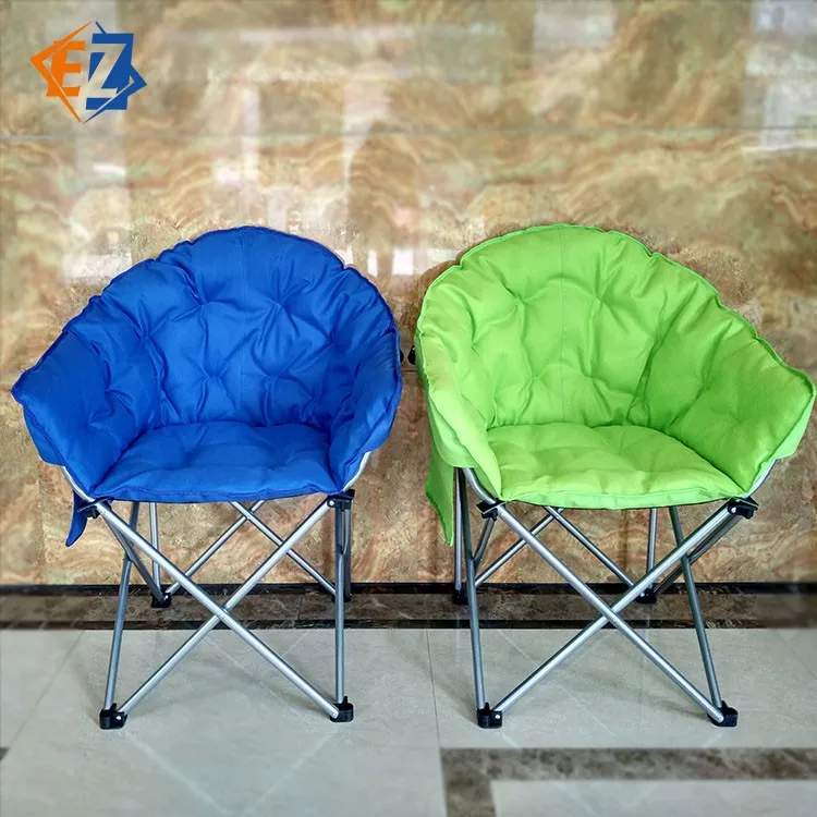 Camping Folding Oversized Padded Moon Saucer Chair With Storage And