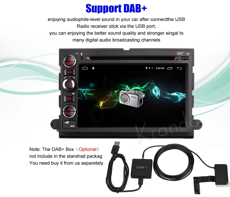 Krando Android 9.0 Touch Screen Car Dvd Player For Ford Explorer Fusion