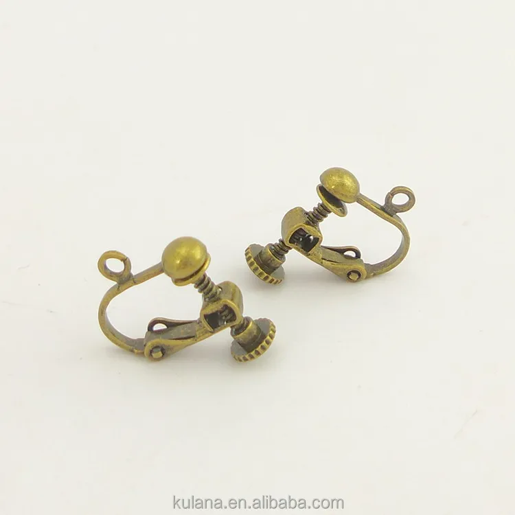 Antique Bronze Unpierced Screw Back Earring Clip On Earring With Screw