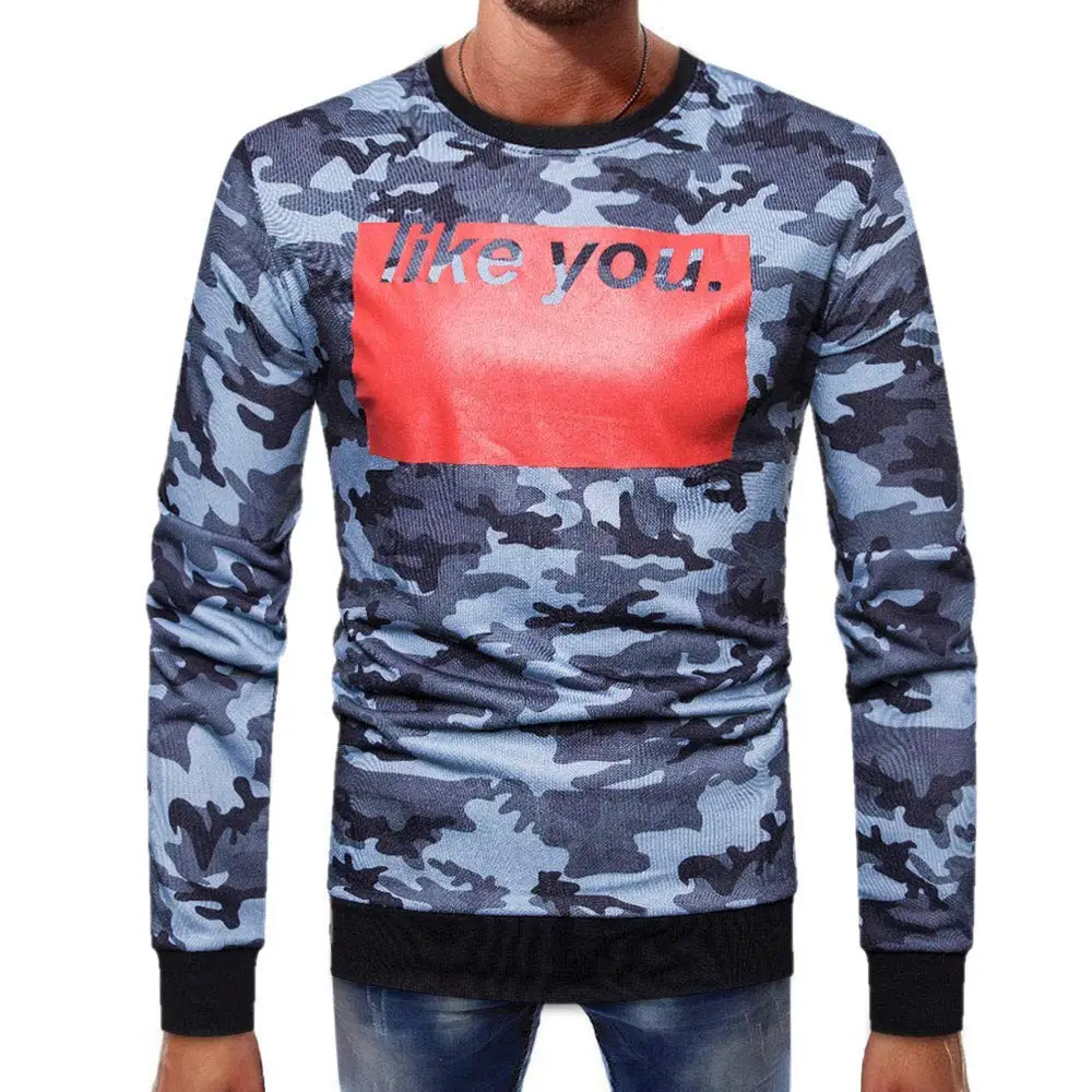 PHOTNO Mens Tee Shirts,Mens Long Sleeve Shirts Camouflage Slim Fit Pullover Tops Boys T Shirts for Men