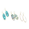Exquisite Handmade Unique Shell Women Resin Stone Triangle Dangle Druzy Earrings
