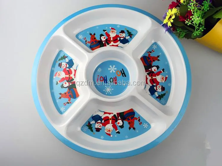 Christmas Melamine 5 Section Plate/Melamine Division Tray