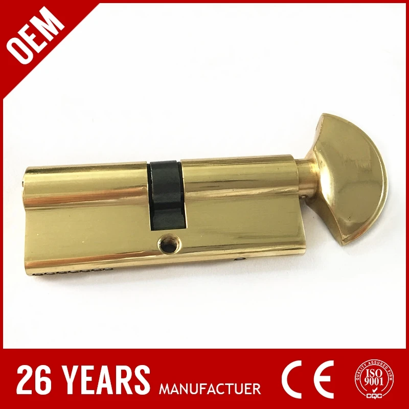 60mm Euro Profile Brass Key Cylinder Lock With Nickel Brush Finish