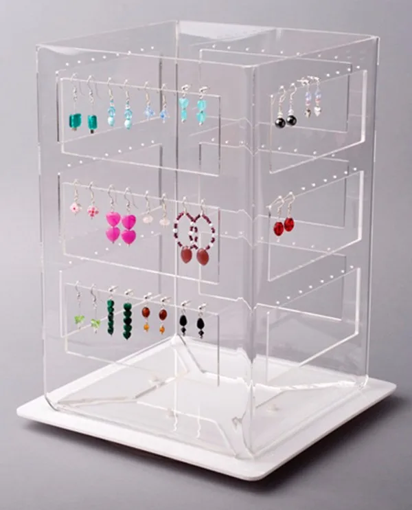 Acrylic Countertop 4side Rotating Earring Display Stands Wholesale