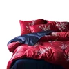 Luxury 60s 100% cotton satin fabric red bedding set bed sheet