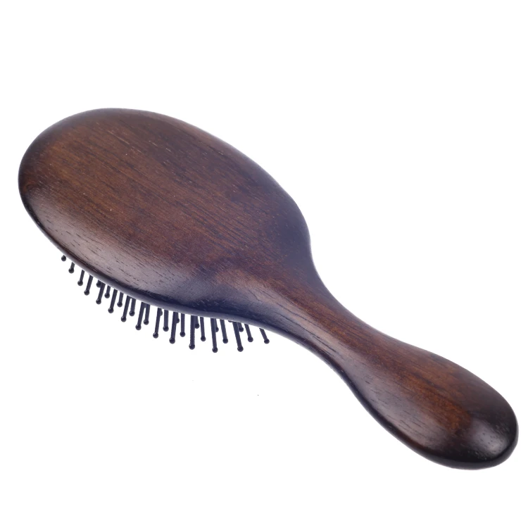 EUREKA 9265-DBR Engraved Wooden Hair Brush Rubber Wood Hair Brush Massage Classical Style Hair Brush