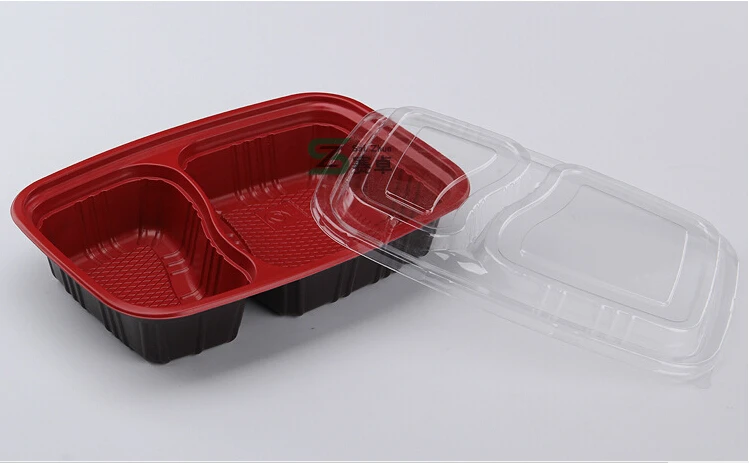 rectangular disposable  plastic food container 2 compartment