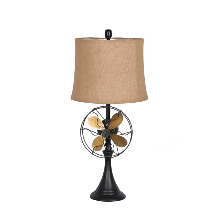 2019 High quality Metal table lamp/Black metal light with Antique gold fan /vintage  decorate table lamp