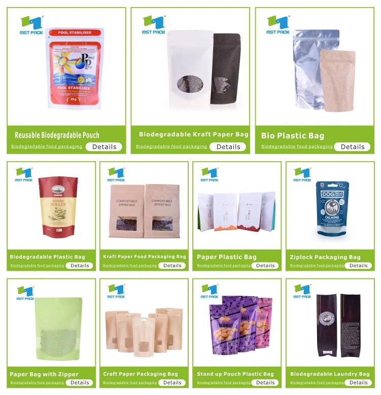 Custom Printing Waterproof Ziplock Biodegradable Packaging Kraft Paper Bags
