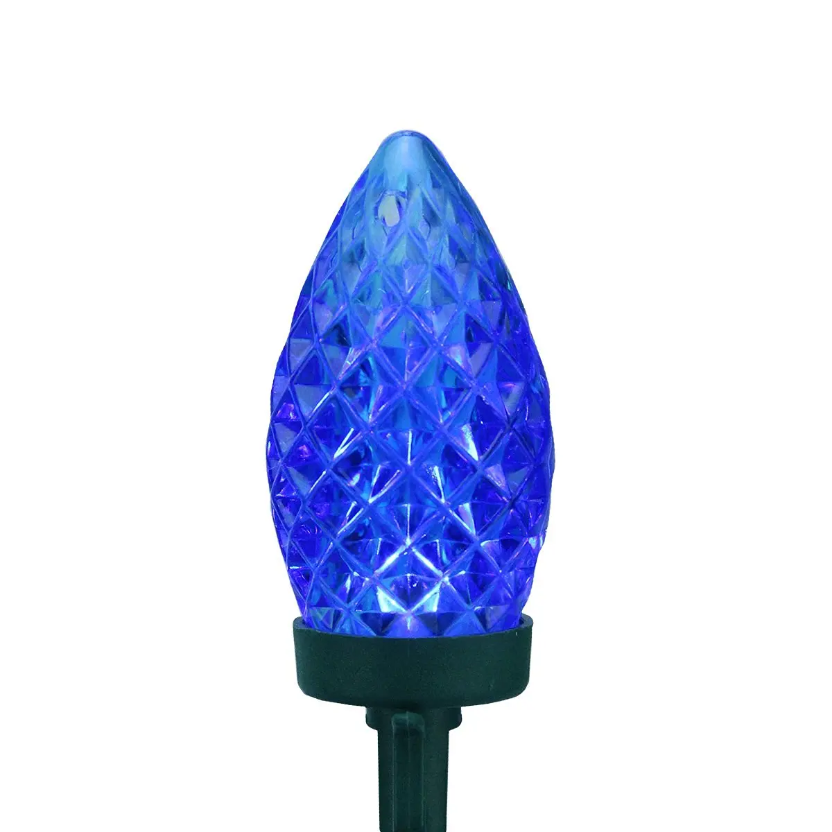 Brite Star 100 Commercial Length Blue LED Faceted C9 Christmas Lights On Spool with 5" Spacing and Green Wire