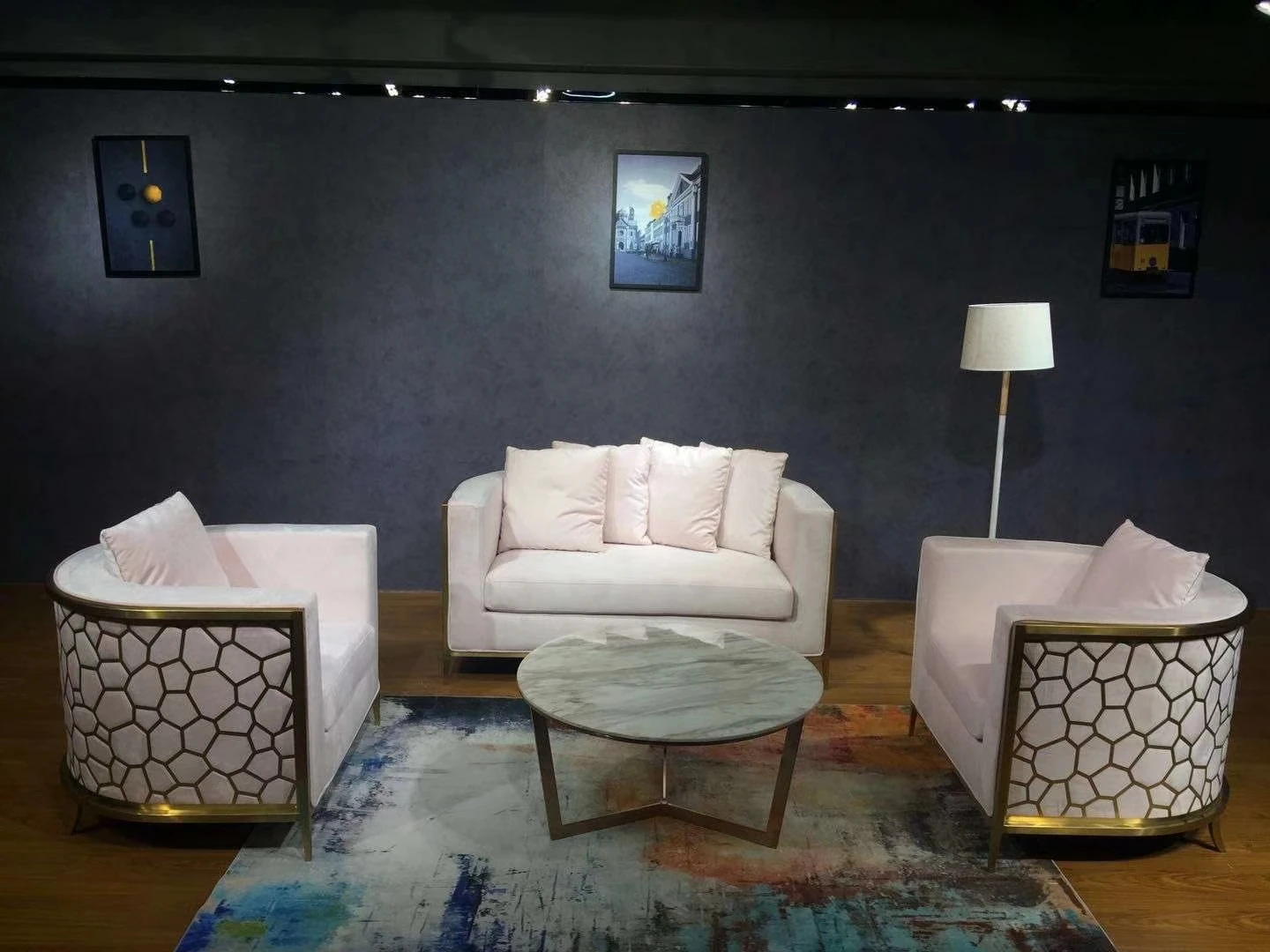 European Style High Class Sofa Set Golden Stainless Steel Luxury Design