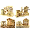 Wholesale display process multi-functional creative wooden pen holder wooden music windmill box for birthday gift