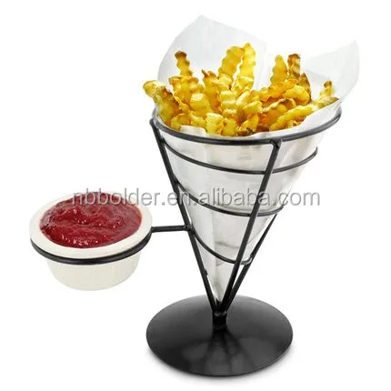 Various French Fry Stand Cone Basket Holder for Fries Fish and Chips Appetizer 