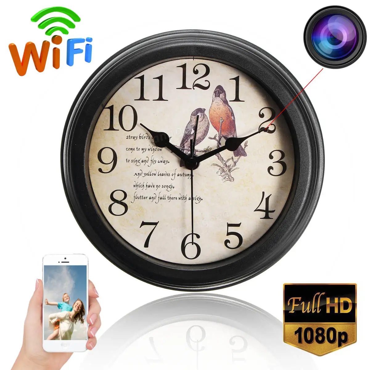 multi -function 4k HD Wired wall clock  wifi wireless hidden camera for security  home