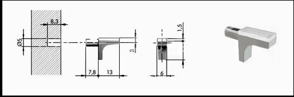 2019 hot sale k line glass shelf support plug with dia 5 mm Pin peg lug rubber nickel glass shelf supports toolstation 12.093