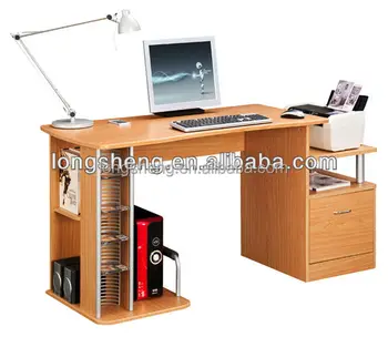 Wooden Computer Table Design With Cd Rack And File Cabinet Buy