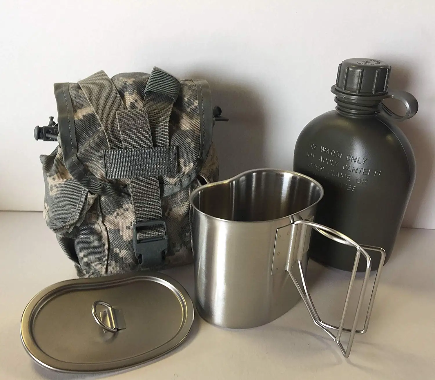 Jolmo Lander G.I.Military Canteen Cookware Set Camping Canteen Mess Kit Stainless Steel Canteen