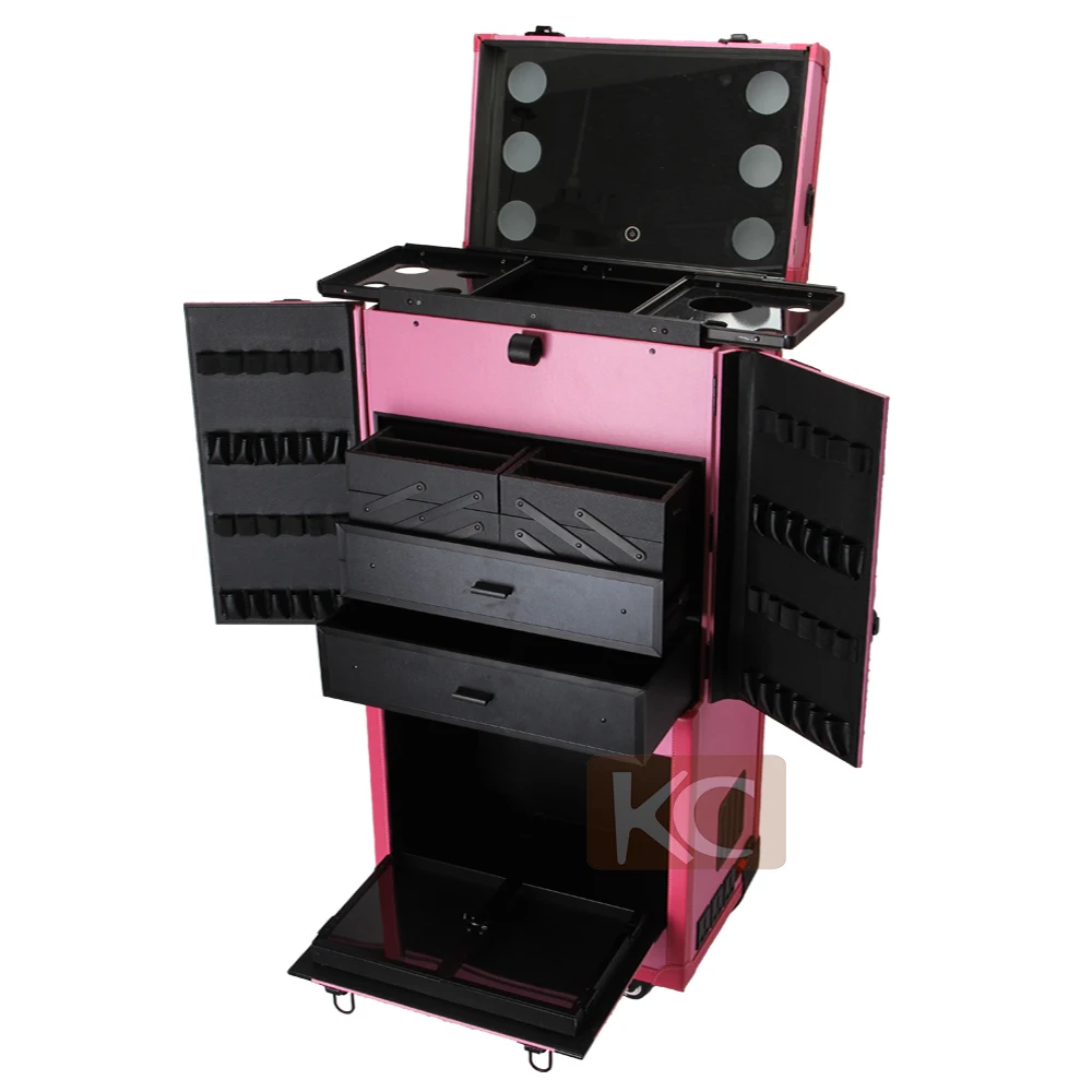 makeup trolley bag with lights