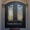 American standard wrought iron entrance door hand forged security steel door double design