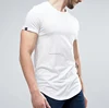 High Quality Bulk Wholesale Plain 100% Cotton Curved Hem Blank Round Neck Long Tail White T-Shirt Men China T Shirt Factory