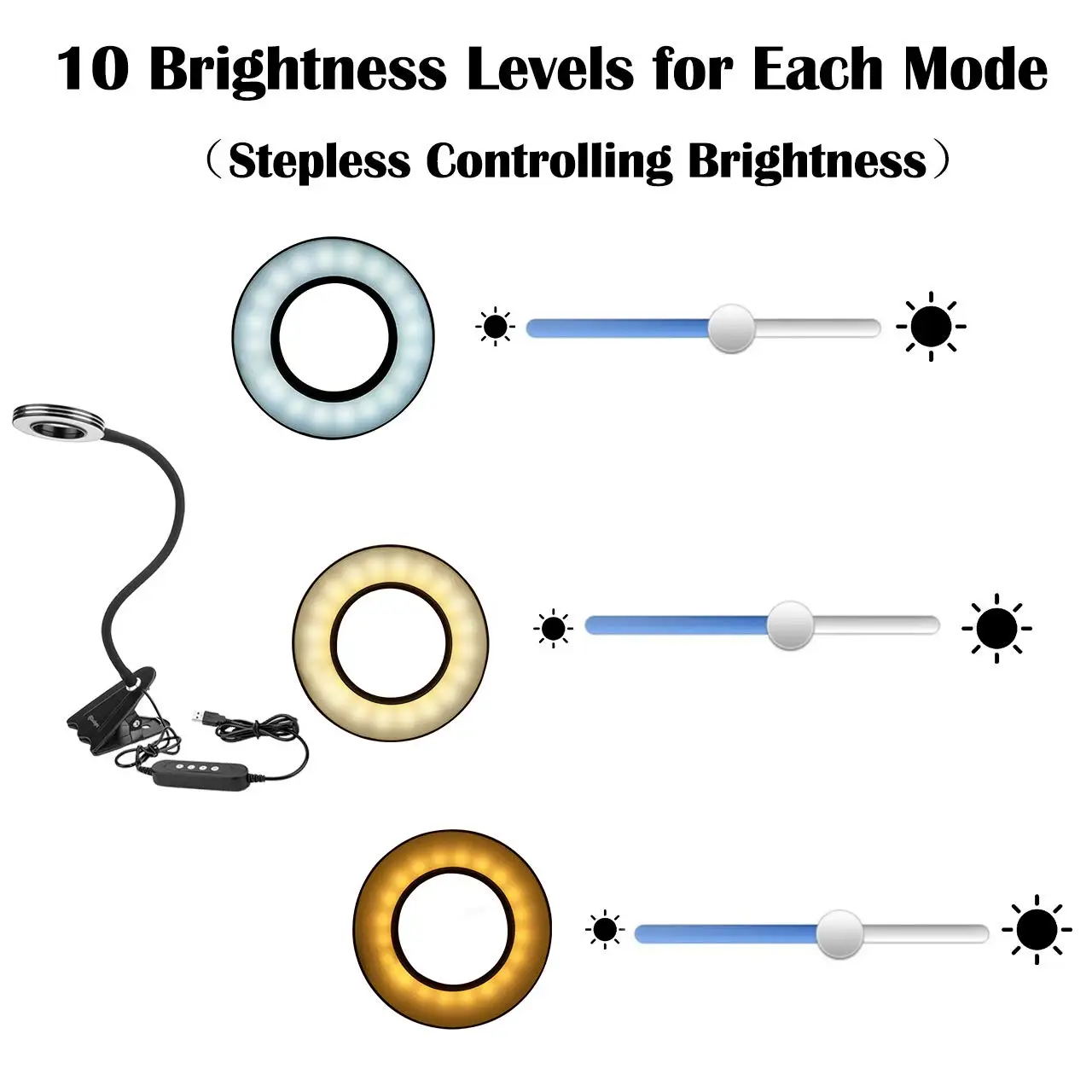 2019 Yarrae Gooseneck 7W Mini USB Table Lamp with 3 Lighting Modes and 10 Dimmable Brightness Levels LED Reading Lamp