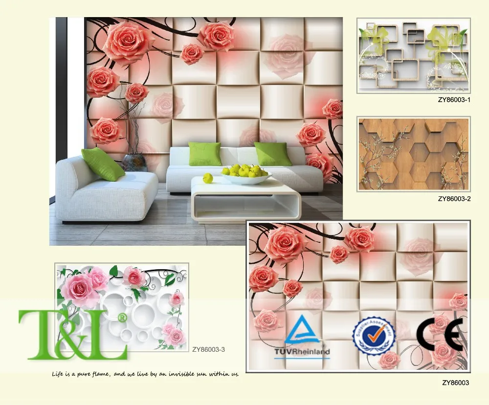 3d Raksasa Foto Pink Rose Dekorasi Dinding Ruang Tamu Wallpaper