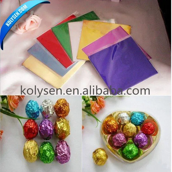 Printed Embossed aluminum foil chocolate foil packaging with paper backing