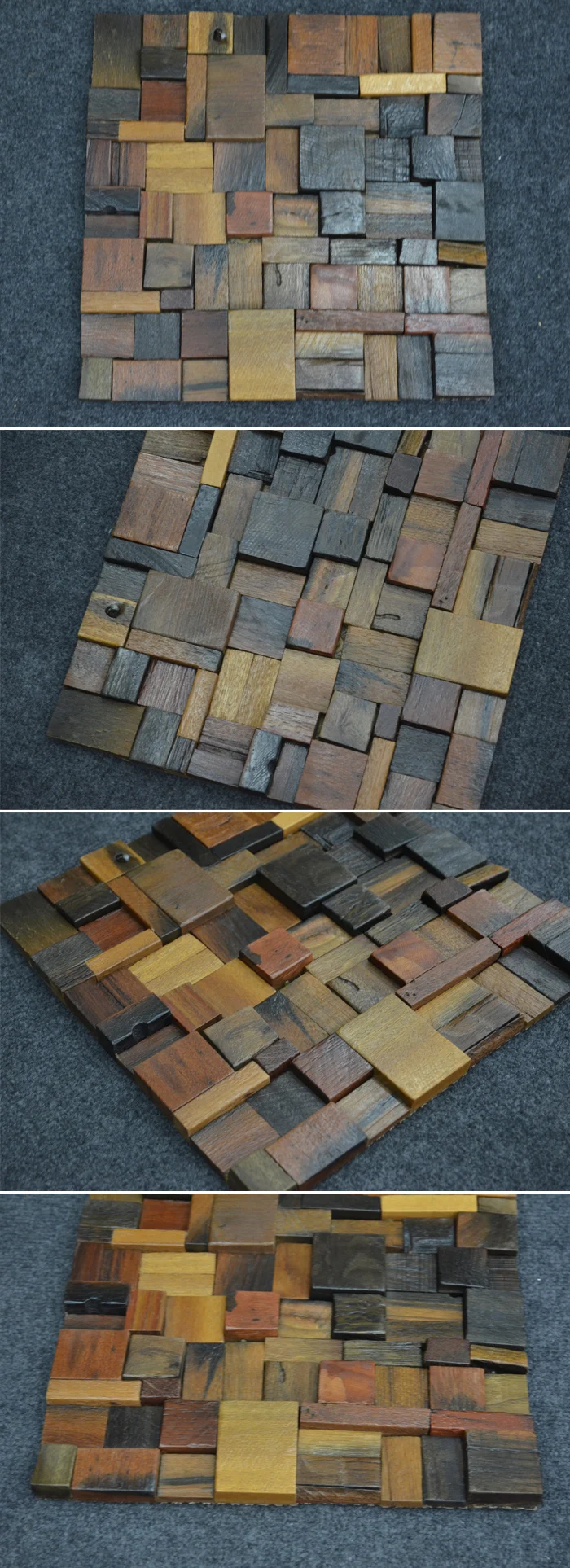 old ship wood tile mosaic wall panel