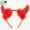 Red color two Corns feather Headband for Girls Kids Party Hair Accessories