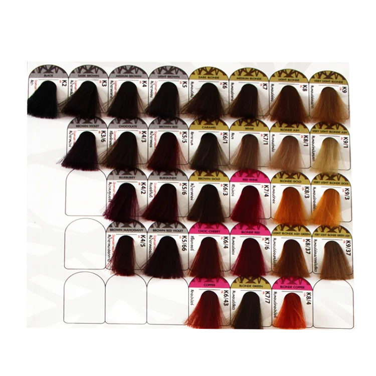 2016 Free Sample Cosmetics Wholesale Two Folded Silky Hair Color Mixing Chart Manufacturers