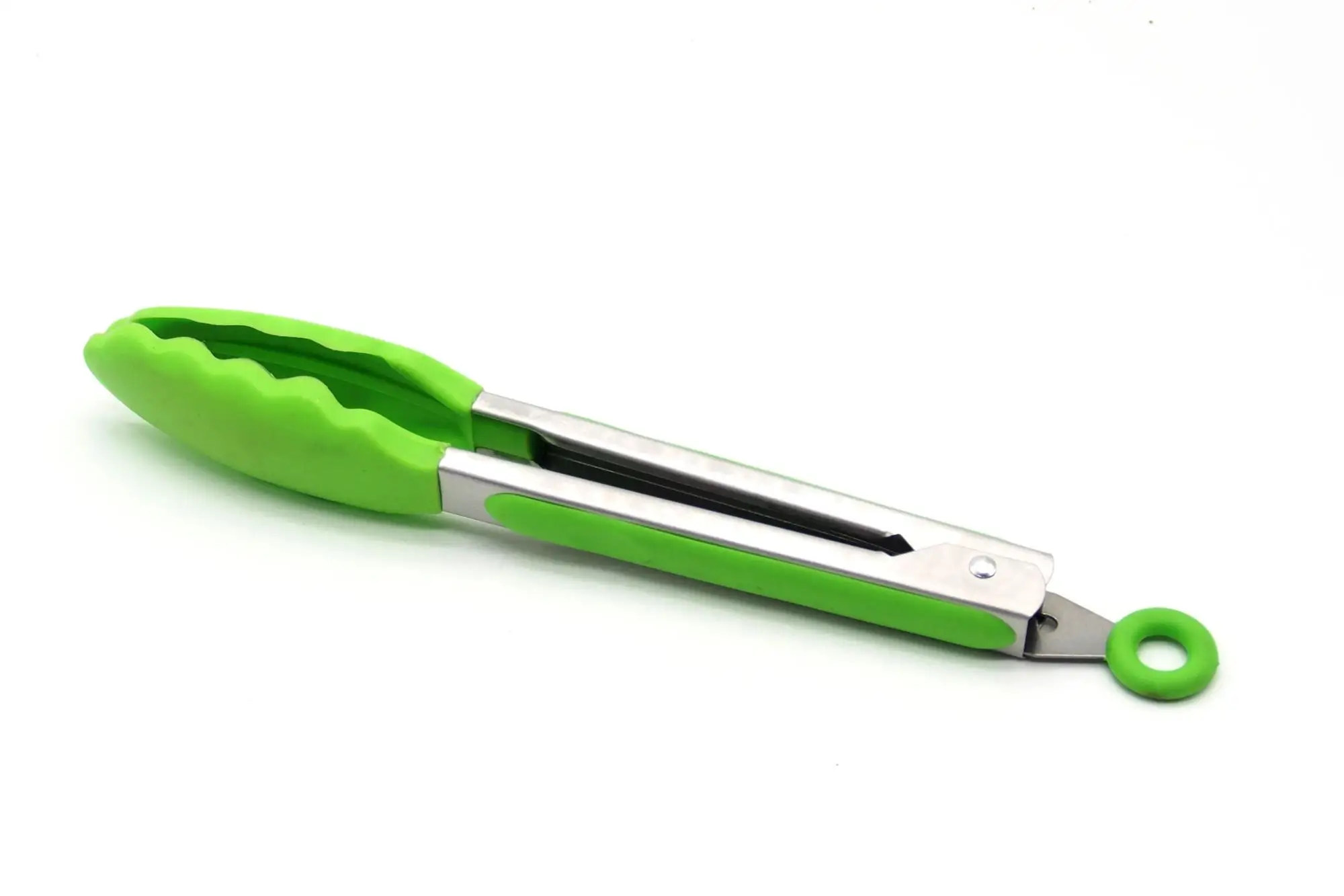 Amazon High Quality 9 Inch Green Food Grade Silicone Cooking Tongs With