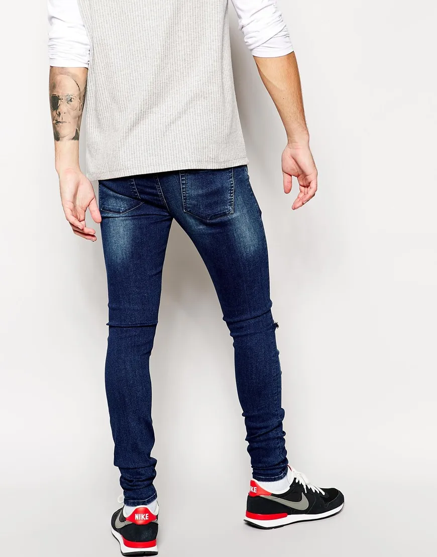 Jeans Whisker Skinny Fit Distressed Denim Man Jeans Bright Jeans - Buy ...