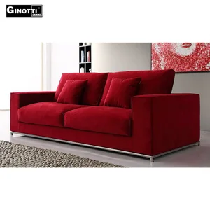 Red European Modern Design Contemporary Velvet Sofa
