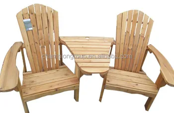 Wooden Double Adirondack Chair With Side Table Buy Wooden