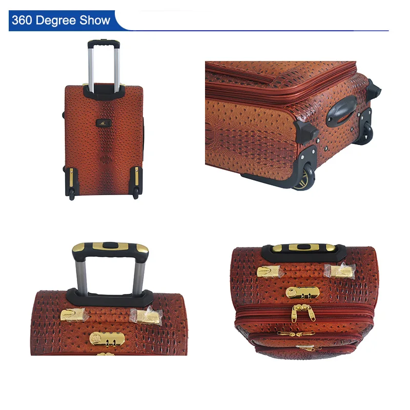 Pu Leather 6 PCS ensemble de bagages valise à roulettes valise de