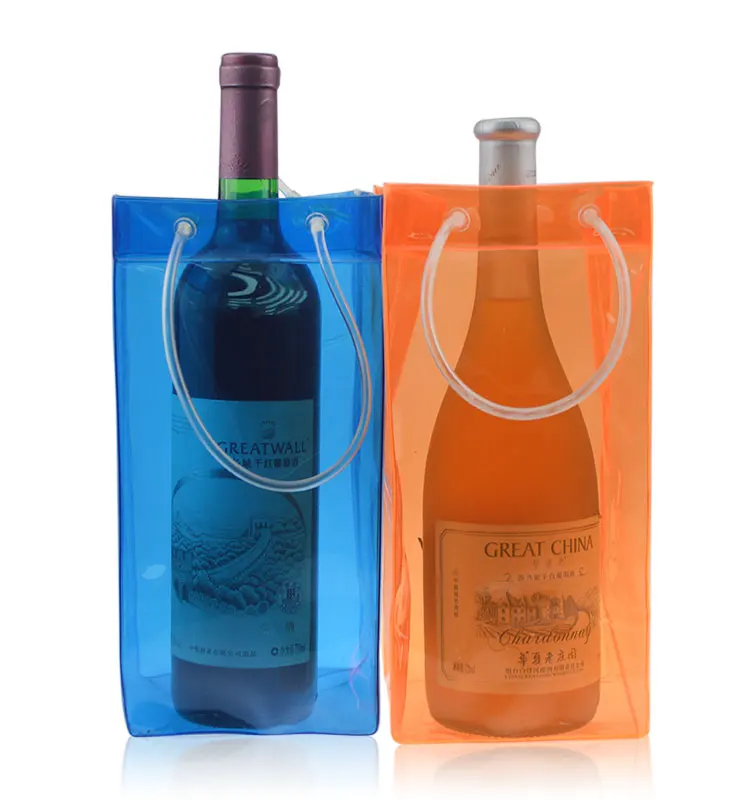 Pvc Plastic Wine Bottle Ice Cooler Chiller Bag Buy Wine Bottle Cooler