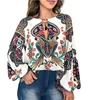 Latest design Women's long sleeve round neck Chiffon Blouse Floral shirt Women Clothing